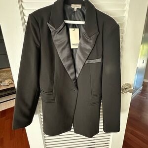 Onyx Charcoal Blazer with Satin Trim